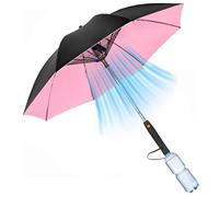Anulely - Paraguas portátil con ventilador, paraguas UV con ventilador, paraguas refrescante, sombrilla portátil con ventilador y caballero para viajes de verano, playa, golf, etc, rosa, Modèle
