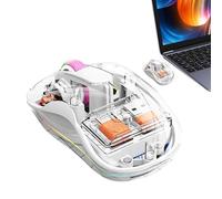Anulely Ratón inalámbrico Transparente, ratón inalámbrico Recargable,Ratón de Ordenador trimodal con luz RGB | Ratón sin Ruido para Trabajar, Aprender y Jugar en Sala de E, Dormitorio, Biblioteca