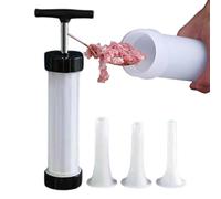 Anulely Relleno de salchichas, manual pequeño, máquina de carne rápida, kit de relleno de perros calientes con 3 tubos de relleno para hacer fácilmente salchichas deliciosas