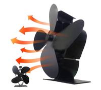 Anulely Ventilador de chimenea, Ventilador de estufa de leña - Ventilador de chimenea alimentado por calor, ventilador de chimenea eficiente de 4