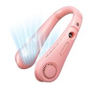 Anulely Ventilador de cuello personal, ventilador de enfriamiento para el cuello | Ventilador sin cuchilla manos libres 2400mAh | Pantalla LED recargable, ventilador de cuello sin torsión de pelo,