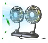 Anulely Ventilador de tablero de instrumentos, ventilador USB portátil, ventilador de escritorio ventilador de refrigeración alimentado por USB de doble cabeza, Ventilador personal con rotación de 360