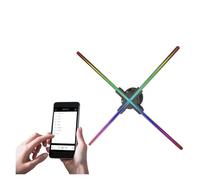 Anuncia a ojo desnudo 3D holograma proyector ventilador, señal wifi LED lámpara holográfica, pantalla de publicidad remota