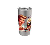 Anuncio de ama de casa de mediados de siglo Deez Jar of Nuts Vaso térmico de acero inoxidable de doble pared