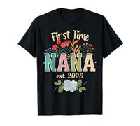 Anuncio de bebé Floral de Flores Silvestres de First Time Nana 2026 Camiseta