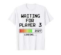 Anuncio de Embarazo 2027 Esperando al Jugador 3 Papá Gamer Camiseta