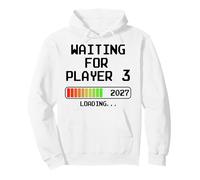 Anuncio de Embarazo 2027 Esperando al Jugador 3 Papá Gamer Sudadera con Capucha