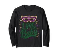 Anuncio de Embarazo I Got The Baby Revelar Mardi Gras Manga Larga