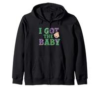 Anuncio de Embarazo I Got The Baby Revelar Mardi Gras Sudadera con Capucha