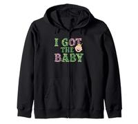 Anuncio de Embarazo I Got The Baby Revelar Mardi Gras Sudadera con Capucha