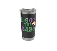 Anuncio de embarazo I Got The Baby Revelar Mardi Gras Vaso térmico de acero inoxidable de doble pared