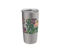 Anuncio de embarazo I Got The Baby Revelar Mardi Gras Vaso térmico de acero inoxidable de doble pared