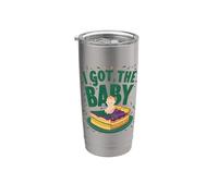 Anuncio de embarazo I Got The Baby Revelar Mardi Gras Vaso térmico de acero inoxidable de doble pared