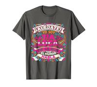 Anuncio Embarazadas Cumpleaños Regalo Tia Yo Soy La Tía Loca Camiseta, Hombre, Asfalto, 5XL