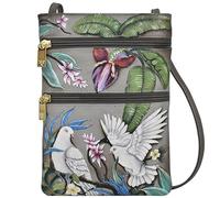 Anuschka 448 Mini Bandolera de Viaje, Bolso de Cuero Genuino Pintado a Mano para Mujer, Cuero Reciclado - Wings of Peace