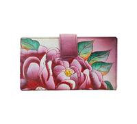 Anuschka Anna by Women’s Hand-Painted Leather Two Fold Wallet, Cartera de Piel auténtica Pintada a Mano Mujeres, Preciosa peonía, Einheitsgröße
