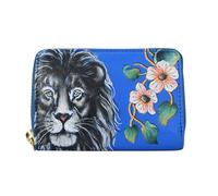 Anuschka Porta Tarjeta Estilo Acordeón para Mujer de Cuero Genuino Pintado a Mano - Sapphire King