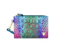 Anuschka Porte-Cartes en Cuir véritable peint à la Main pour Femme Avec dragonne - Croc Embossed Daydream