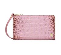 Anuschka - Portefeuille Trois volets en Cuir véritable peint à la Main pour Femme Avec Protection RFID - Croc Embossed Sapphire