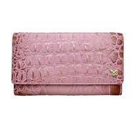 Anuschka - Portefeuille Trois volets en Cuir véritable peint à la Main pour Femme Avec Protection RFID - Croc Embossed Blush Gold