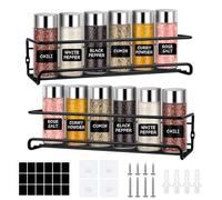 Anuvice Especieros para Cocina, 2 Piezas Organizador Especias, Pared Estantes Cocina, Sin Taladrar Especieros, para Cocina, Despensa, Amario de Cocina (Negro)