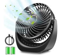 Anveltech Ventilador de Mesa silencioso, batería Recargable por USB de 4000 mAh, 5 Velocidades Pequeño Potente ventoinha Escritorio para Oficina/Hogar (Negro)