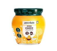Anveshan A2 Desi Cow Ghee 500 ml/ 16.5 oz | Tarro de vidrio | Método Bilona | Batido de cuajada | Puro, natural y saludable | Probado en laboratorio