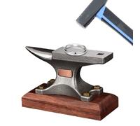 Anvils for Blacksmithing - Small Steel Bench Block Forged Iron Anvil with Wood Base for Metal Shaping, Bending, Straightening, Hardening, Wire Work, Tool Making, Chiseling, and Metalsmith Workshop