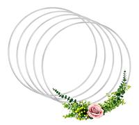 Anvin Paquete 5 anillos metal para manualidades 20 cm, anillos de macramé acero, aros grandes redondos para atrapasueños, festival, macramé, proyectos de manualidades y artes (plata, 20 cm)
