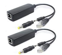 ANVISION Paquete de 2 divisores Gigabit PoE de 5 V, adaptador de 48 V a 5 V 2.4 A, enchufe de 3.5 mm x 1.35 mm, conector de 5.5 mm x 2.1 mm, compatible con IEEE 802.3af, para cámara IP y más