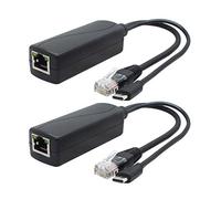 ANVISION Paquete de 2 divisores Gigabit PoE de 5 V, USB tipo C, adaptador de 48 V a 5 V 2.4 A, cumple con IEEE 802.3af