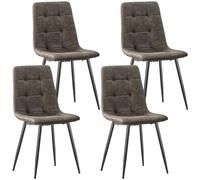 ANVOFONG Pack De 4 Sillas De Comedor,Tejido Técnico Sillas Cocina,con Base MetáLica Silla Acolchada,Sillas Salon,Adecuado para Comedores, Salones, Cocinas, Dormitorios,Marrón Oscuro