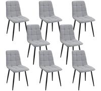 ANVOFONG Pack de 8 Sillas de Comedor, Sillas Cocina con Tela de Lino Y Patas De Metal Negro,Sillas Tapizadas,Silla de Dormitorio,Silla de SalóN,Sillas Comedor Modernas-Gray