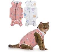 ANWA Paquete de 2 Trajes de recuperación para Gatos, Traje Transpirable de recuperación de cirugía para Gatos, Enterizo para Gatos después de la cirugía, Traje de recuperación de esterilización para