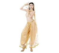 Anwat Jasmine Tribal Princess Dance Costumes Indian Tribal Princess Halloween Cosplay Costumes Performance Costumes (Color : Gold, Size : M)