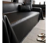 ANWEALTH Fundas de Sofá de Piel Sintética Impermeables para Sofás Seccionales Fundas de Sofá de Dos Plazas Fundas de Futón Fundas En Forma de L Protectores de Sofá Lavables (Negro 71 X 134 Pulgadas)