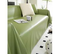 ANWEALTH Fundas de Sofá de Piel Sintética Impermeables para Sofás Seccionales Fundas de Sofá de Dos Plazas Fundas de Futón Fundas En Forma de L Protectores de Sofá Lavables (Verde 71 X 165 Pulgadas)