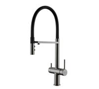 ANWEALTH Grifo con Filtro de Agua Potable de 3 Vías Grifo de Cocina Fregadero Color Gris Grifo con Pistola de 3 Vías Mezclador de Fregadero con Dos Asas Mezclador de Fregadero Cocina