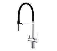 ANWEALTH Grifo de 3 Vías Grifo de Cocina Fregadero con Filtro de Agua Potable Cromado Grifo de 3 Vías Mezclador de Fregadero con Dos Manijas Mezclador de Fregadero Cocina