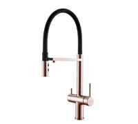 Grifo de 3 Vías Grifo de Cocina Fregadero con Filtro de Agua Potable Oro Rosa Cepillado Grifo de 3 Vías Mezclador de Fregadero con Dos Manijas Mezclador de Fregadero Cocina