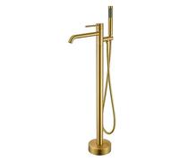 ANWEALTH Grifo para Bañera Independiente con Cascada Y Una Sola Manija Grifo para Bañera Independiente con Rotación de 360° Color Dorado Cepillado
