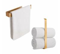 Anwicar Toallero sin taladrar, Color Dorado, Ancho 30 cm, Barra de Toalla de baño de Pared, Ganchos de Pared, Accesorios de baño 30 x 20 x 6 cm