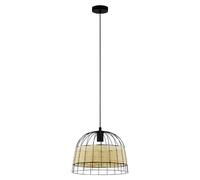EGLO Lámpara colgante Anwick de acero y ratán, Ø 37 cm