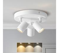 ANWIO 15W Lampara Techo Focos, 3 Focos Led Interior Techo, Apliques Techo Focos Blanco, Base Redonda, Giratorios Plafón Foco de Techo LED(Bombillas Incluidas).(EUCS-LG11A)