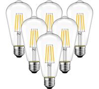 ANWIO 6x 4W Bombillas Vintage Edison LED E27, Bombillas con Filamento Casquillo Gordo, Equivalente a 40W con 470 Lúmenes, 2700K Blanco Cálido, ST64 Bombilla Retro Decorativa