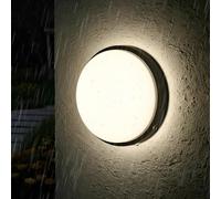 ANWIO Aplique Pared Exterior 14W, Apliques Pared Negro, Lámpara de Baño Redonda LED IP54,1400 Lúmenes, Luz Natural de 4000K, Lamparas de Techo para Pasillo, Zaguán,Cocina,Garaje,Taller