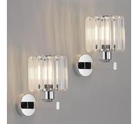 ANWIO Apliques Pared Dormitorio, Lamparas de Mesita de Noche pared de Cristal, Luz Pared de Dorado E27, Aplique Pared Para Junto a la Cama, Salones, Pasillos y Comedores,Escalera(2U, Sin Bombillas)