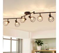 ANWIO Foco de cocina para techo, 6 vías, luces de pared industriales negras, focos ajustables, jaula de alambre con base E14, accesorios de luz para techo de cocina y sala de estar (EUC-EA190813)