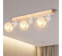ANWIO Focos de techo ajustables, focos de pared, lámpara de techo con 3 bombillas LED E27, lámpara de pared, base de madera, adecuado para tienda, bar, vitrina, cocina (bombillas no incluidas)