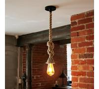 ANWIO Lampara Cuerda, Lámparas Rusticas de Techo E27, Lampara Colgante Isla Cocina con 1 Base,Cable Lampara Techo Industrial Ideal para Salón, Sala, Comedor, Restaurante, Bar, Cafetería(Sin Bombillas)